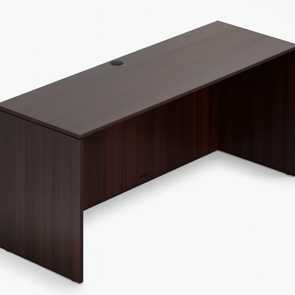 (Set) Laminate Executive Desk And Credenza With 48" Round Table