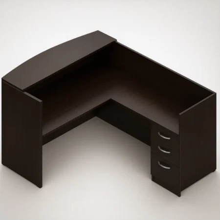 (Set) Laminate 71" Reception Desk and Return with Pedestal Drawers