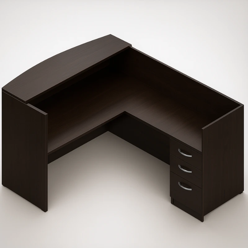 (Set) Laminate 71" Reception Desk and Return with Pedestal Drawers