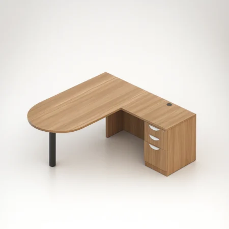 (Set) L-Shaped Laminate 71" D Island With T-Base And File Cabinet