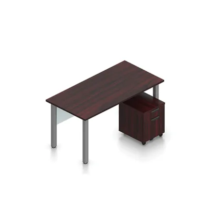 (Set) Laminate 60" Work Table with Pedestal Drawers