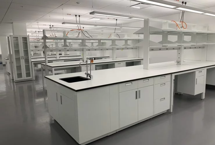 custom lab workbench with sink
