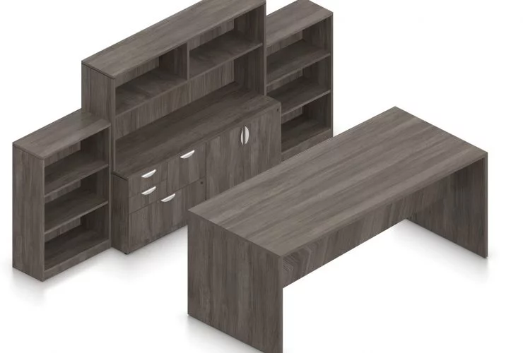 Orthographic view of an Offices to Go conference room set, using Layout 12. A 96