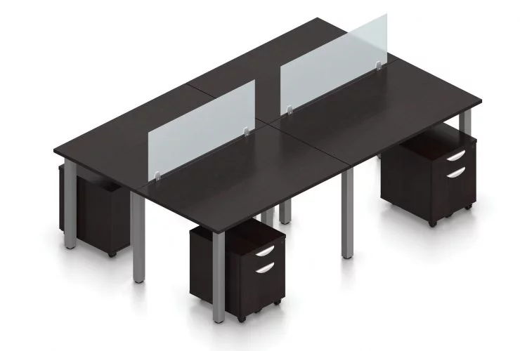 Orthographic view of an Offices to Go set of tables, using Layout 5. Four 48