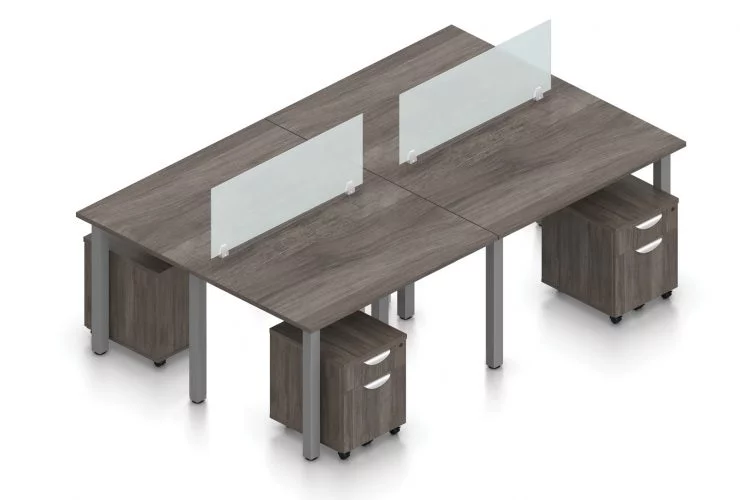 Orthographic view of an Offices to Go set of tables, using Layout 5. Four 48