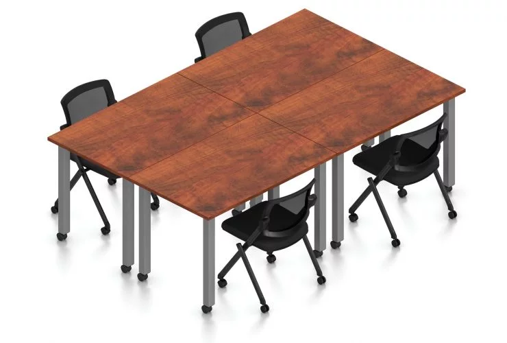 Orthographic view of an Offices to Go set of tables, using Layout 9. Four 60
