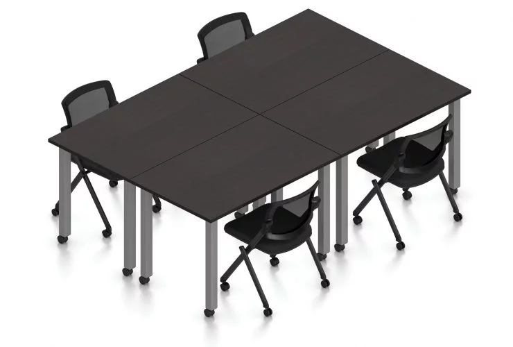 Orthographic view of an Offices to Go set of tables, using Layout 9. Four 60