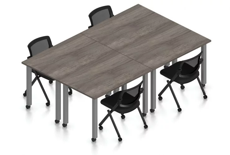 Orthographic view of an Offices to Go set of tables, using Layout 9. Four 60