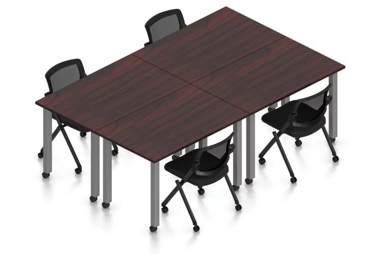 Orthographic view of an Offices to Go set of tables, using Layout 9. Four 60