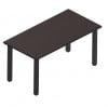 Orthographic view of an Offices to Go work table with black metal legs. The tabletop uses an American Espresso finish.