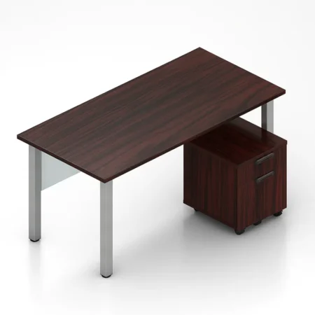 (Set) Laminate 60" Work Table with Pedestal Drawers
