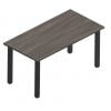 Orthographic view of an Offices to Go work table with black metal legs. The tabletop uses an Artisan Grey finish.