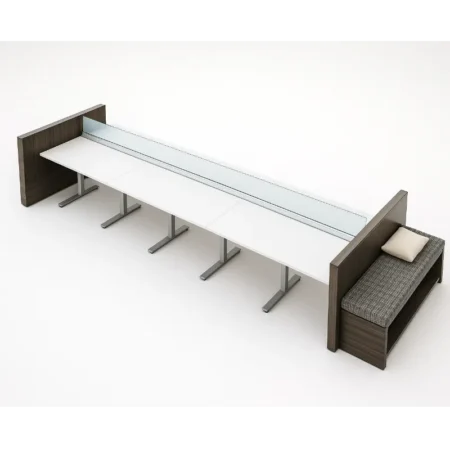 Evolve Power Beam Workstations Metal Laminate Panels with Glass Top, Comes with End Shelving and Storage - EPB531