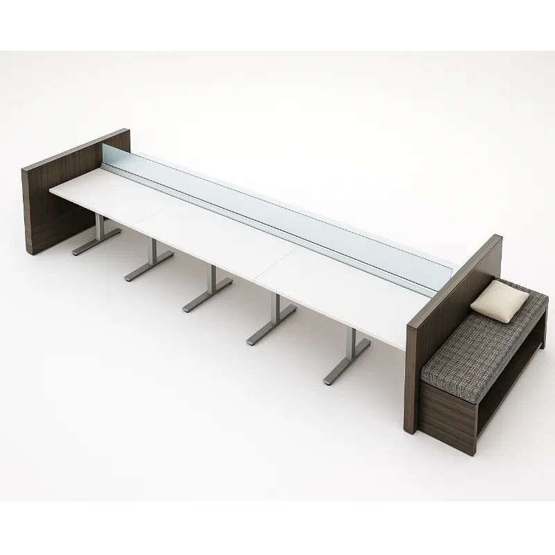 Evolve Power Beam Workstations Metal Laminate Panels with Glass Top, Comes with End Shelving and Storage - EPB531