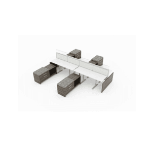 Evolve Power Beam Workstations with Bridge Return and Drawer Storage, Glass Topped Privacy Panels - EPB512