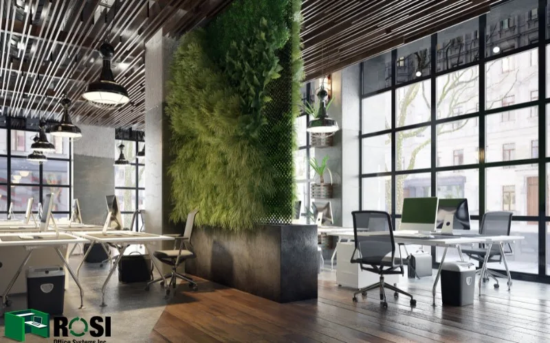 An Office Building with green design and modern furniture
