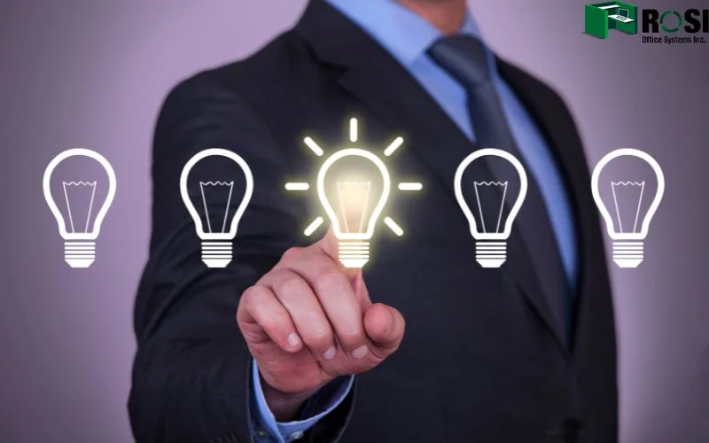 A man is choosing form different ideas