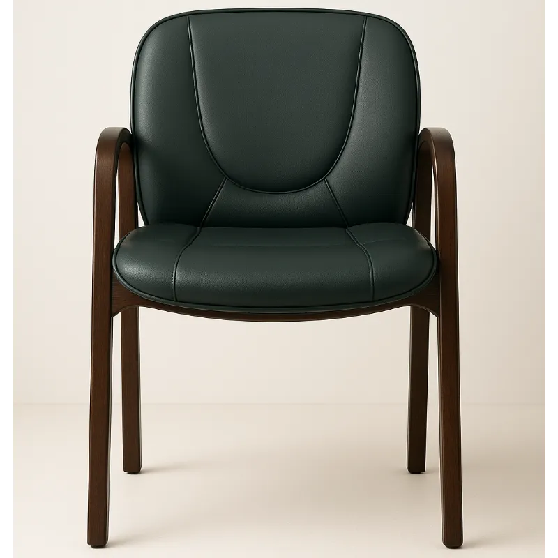 Luxhide Guest Chair with Wood Accents OTG11770B