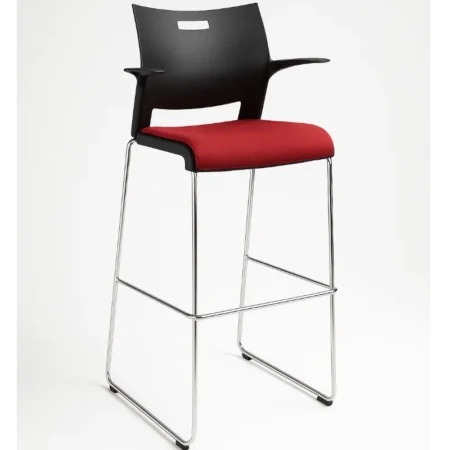 Stool with Arms, Upholstered Seat Poly Back 6632