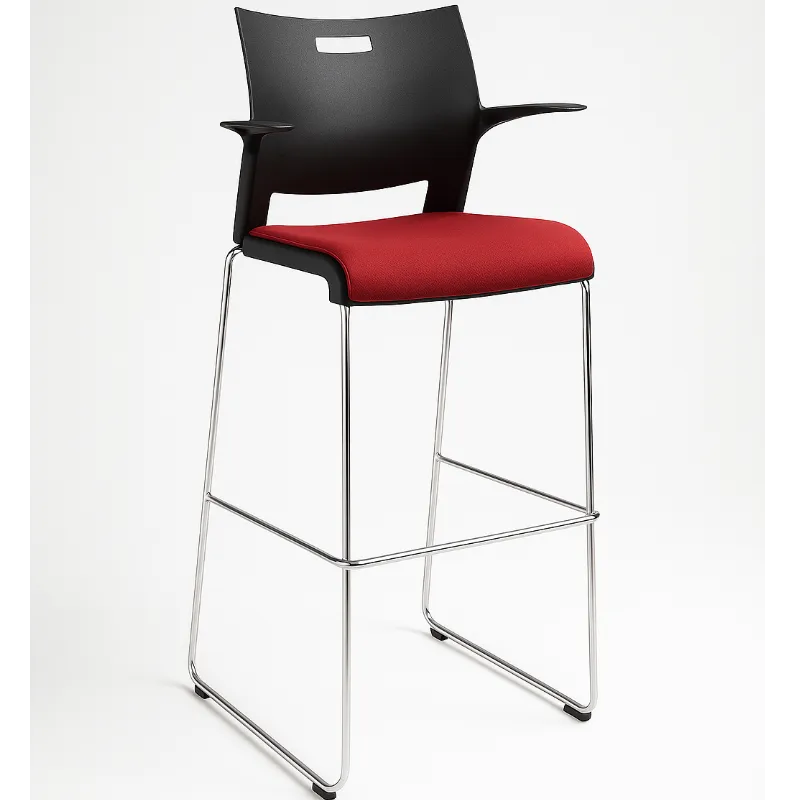 Stool with Arms, Upholstered Seat Poly Back 6632