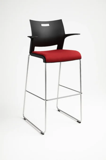Stool with Arms, Upholstered Seat Poly Back 6632