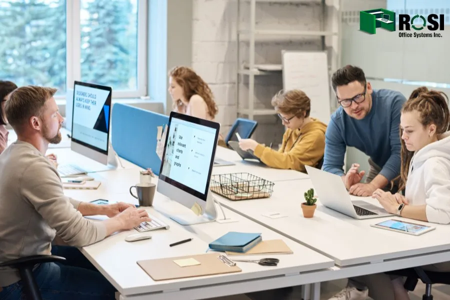 People working at office with Collaborative Office Furniture