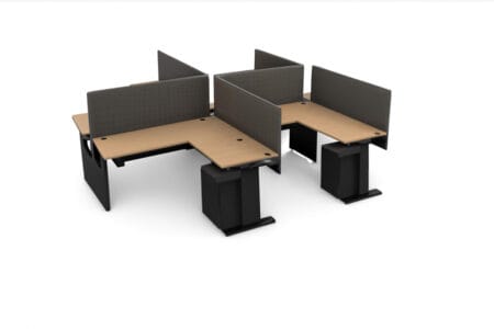 Boost Pro Office Benching Workstation – BPROM2460R2442-F4-F30 (4-Person L-Shape)