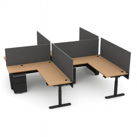 Boost Pro Office Benching Workstation – BPROM2442R3072-F4-F30 (4-Person L-Shape Cluster)