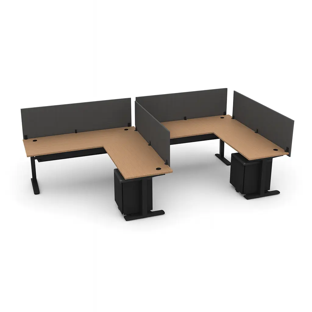 Boost Pro Office Benching Workstation – BPROM3072R2448-S2-F20 (2-Person L-Shape)