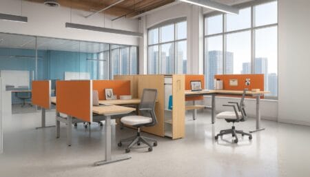 A nice office with modern benching