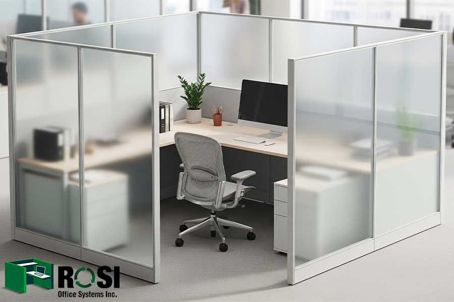 office cubicle-glass panel