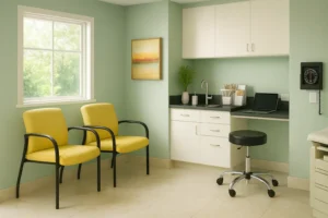 A modern medical office with modern office furniture