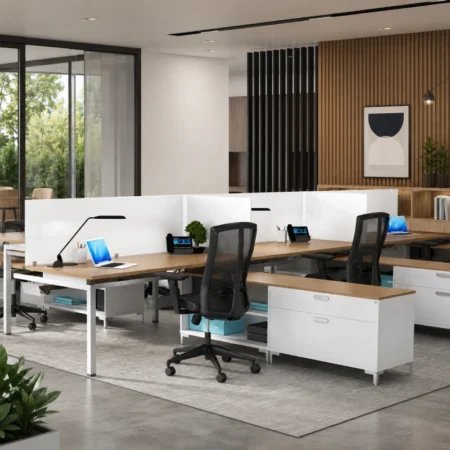 Blade Benching Desk with Premium Laminate and Power Options