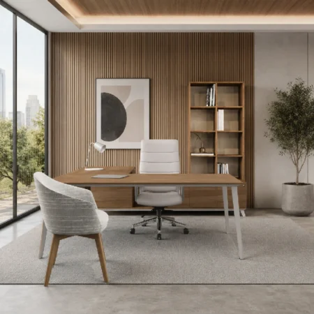 Global Corby Customizable Veneer Office Desk with Storage