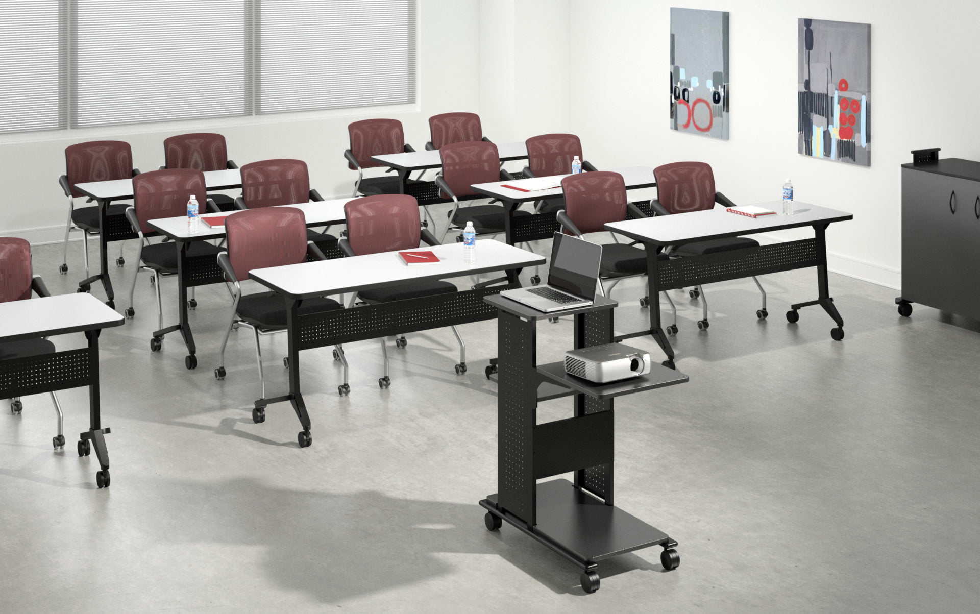 How does renting office furniture reduce business risk?