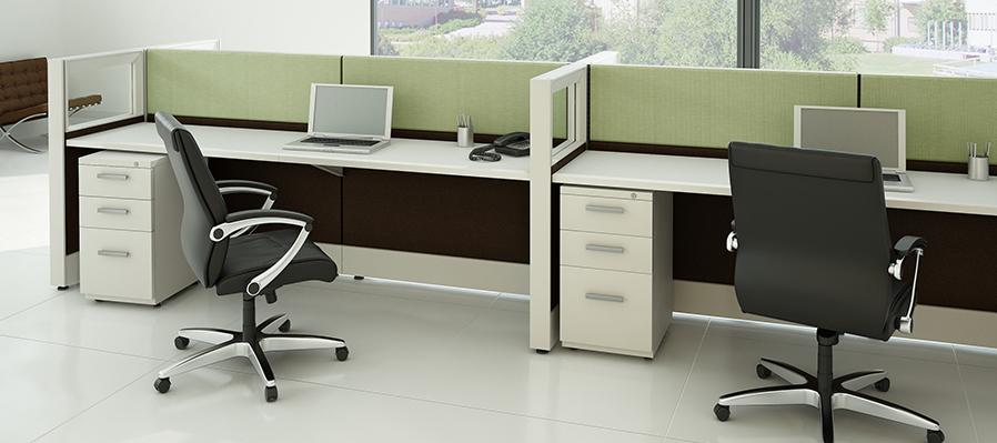 modern office cubicles with two chairs