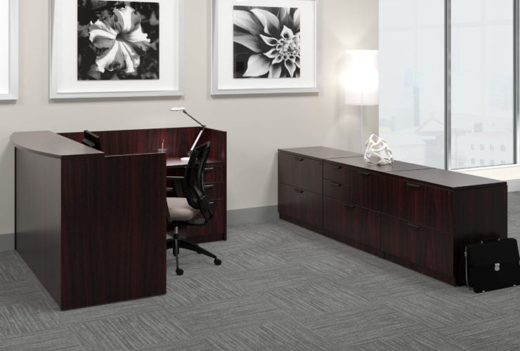 Offices to Go Laminate Reception in American Mahogany