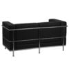 Modern Chrome and Black Leather reception loveseat