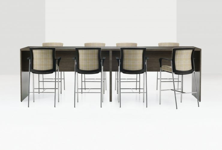 modern standing height table with modern stools