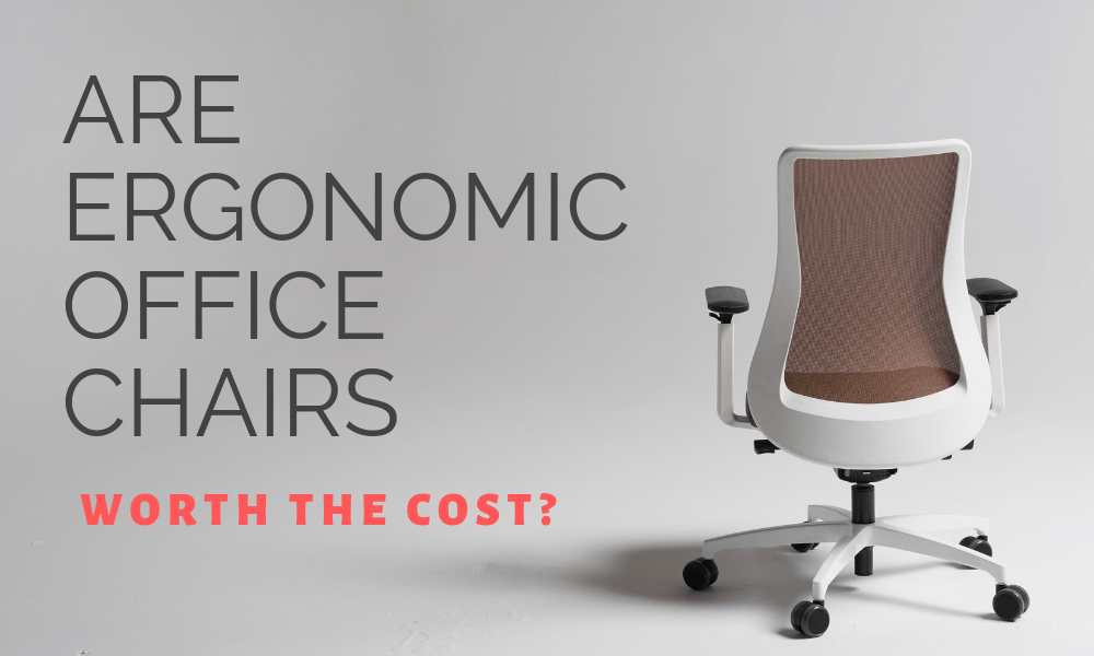white modern ergonomic task chair with brown fabric