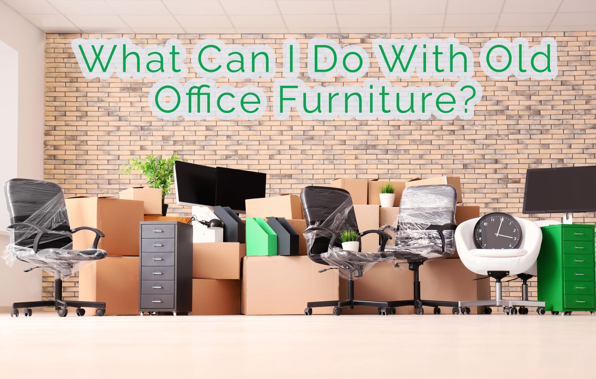 moving boxes and office furniture