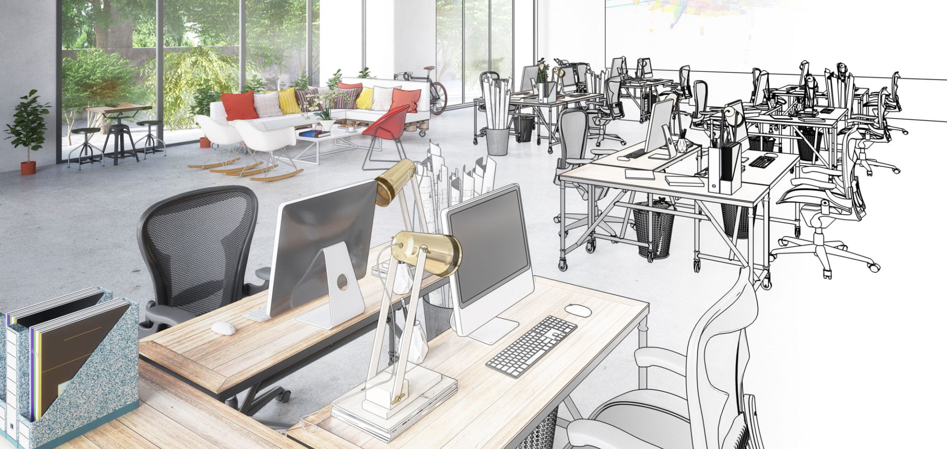 an open office space plan and design
