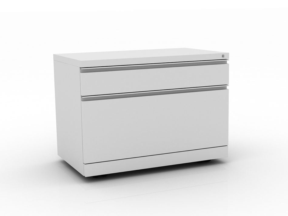 Quarter view of an ICON rolling drawer storage in white.