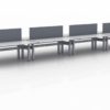 KINEX 8-Pack Double Run Benching, created with height adjustment in 2 stages. Model KN012 is 72x30 inches, and placed on a white background.