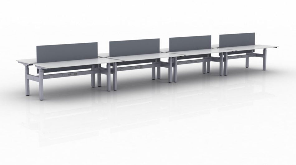 KINEX 8-Pack Double Run Benching, created with height adjustment in 3 stages. Model KN036 is 72x30 inches, and placed on a white background.