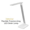 Free standing OTB LED desktop lamp on a white background.