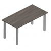 Orthographic view of an Offices to Go work table with tungsten metal legs. The tabletop uses an Artisan Grey finish.