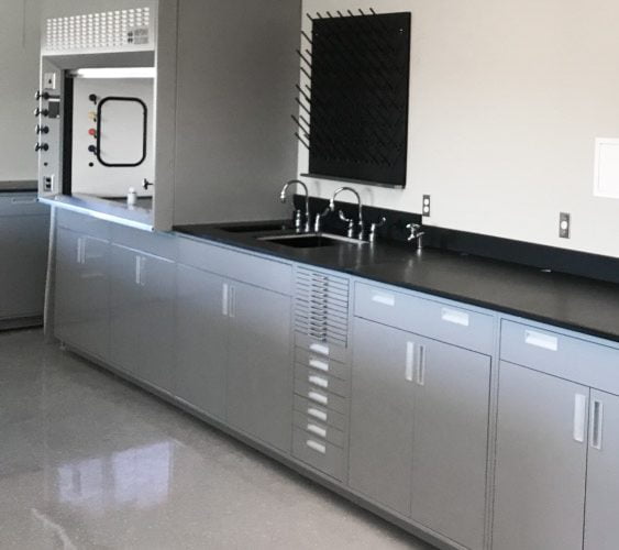 clean and new grey lab with fume hood