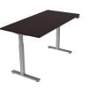 Orthographic view of an Offices to Go height adjustable table-desk. The tabletop uses an American Espresso finish.