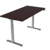 Orthographic view of an Offices to Go height adjustable table-desk. The tabletop uses an American Mahogany finish.